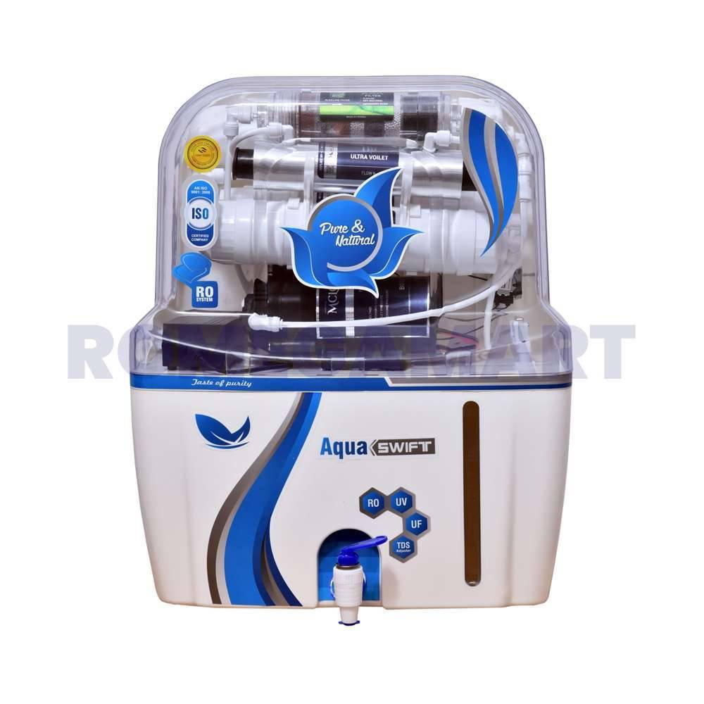 Mclord Aqua Fresh Swift 12 Liter Storage White Transparent RO+UV+UF+TDS Water Purifier For Domestic Use - MCLORD