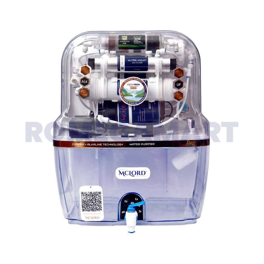 12 Liter Storage Mclord Aqua Fresh T ALK Transparent Color RO+UV+UF+TDS 12 Liter Storage Water Purifier For Domestic Use - MCLORD