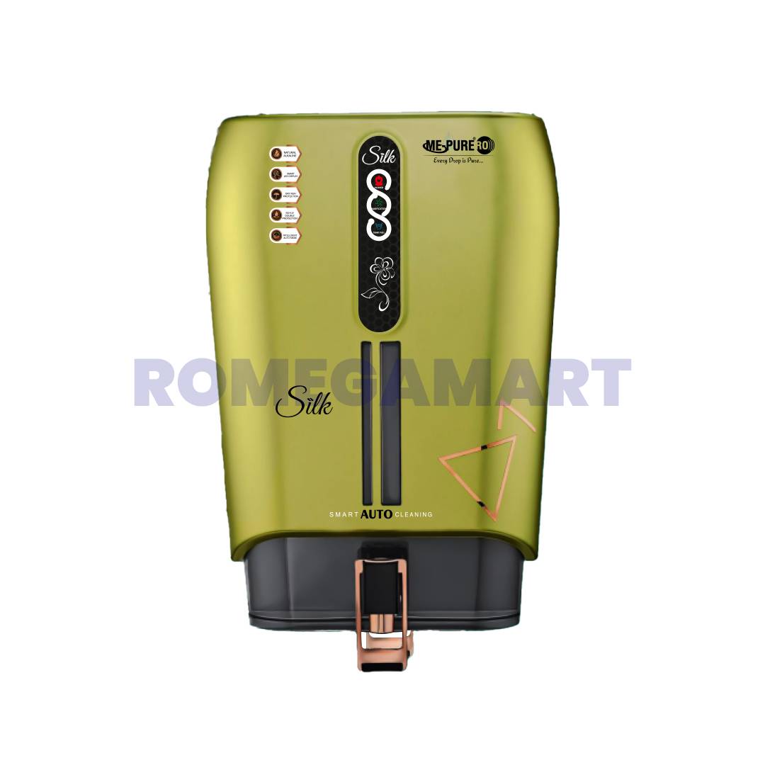 Mepure Silk ZINC+COPPER+ALKALINE Olive Green Color Smart LED Display 10 Liter Storage ABS Plastic Material Suitable For Domestic Water Purifier - Mepure RO Systems Pvt Limited