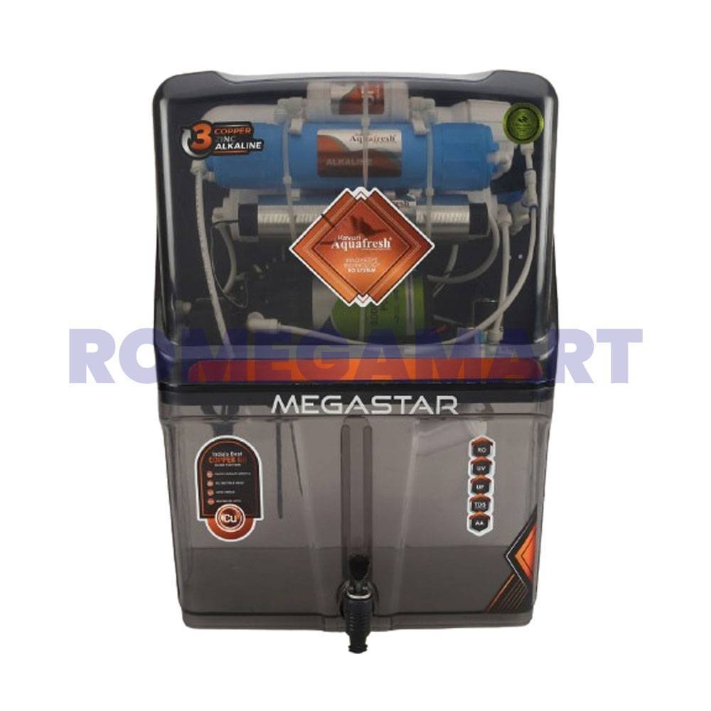 Kaveri Megastar Grey Transparent Table Top RO+UV+UF+TDS+AA 12 Liter Storage Water Purifier - EARTH RO SYSTEM
