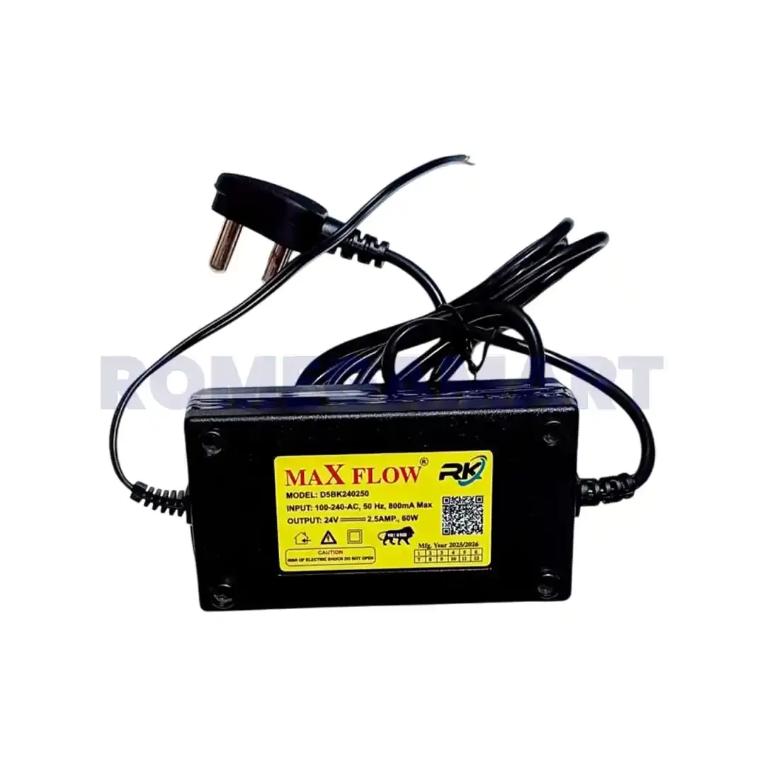 Maxflow 2.5 Amp Smps Adaptor Material ABS Plastic Black Color - RADHA KRISHNA ENTERPRISES
