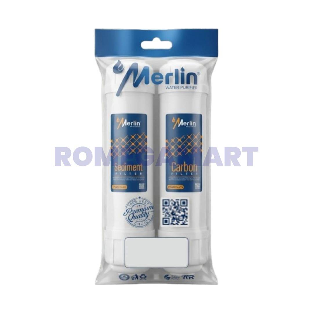 Merlin Inline Sediment Filter And Carbon Filter Pack White Color Domestic - WAVE RO AQUA SOLUTION