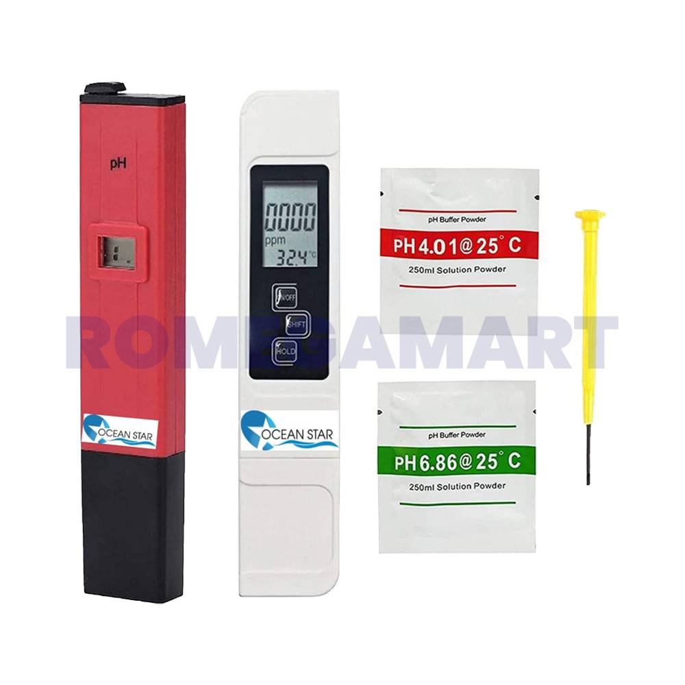 OCEAN STAR High Accuracy Pen Type PH And TDS EC Meter Combo Pack 3-in-1 Combo Pack - OCEAN STAR TECHNOLOGIES PRIVATE LIMITED