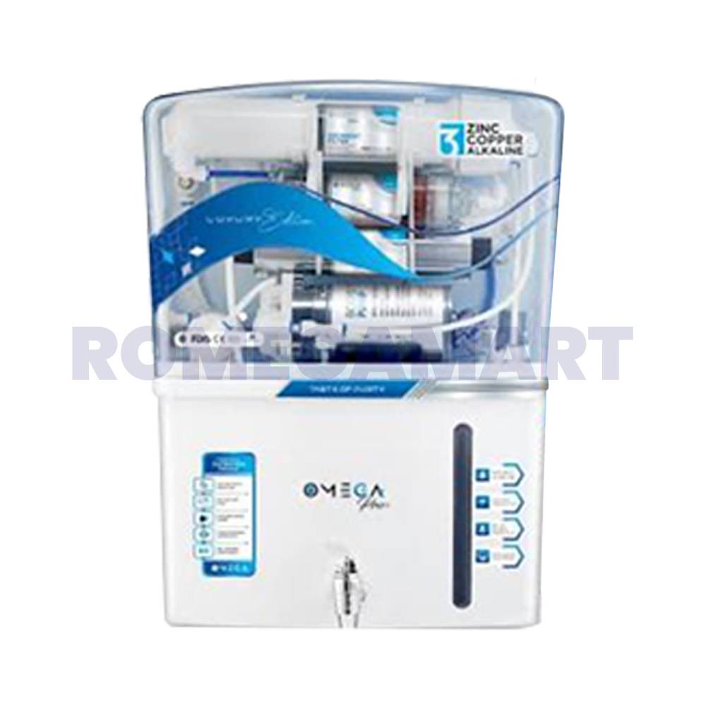 Omega Pro+ White Tpt Water Purifier 12 Liter Storage ZINC+COPPER+ALK - Mountain Water Purifier Technology