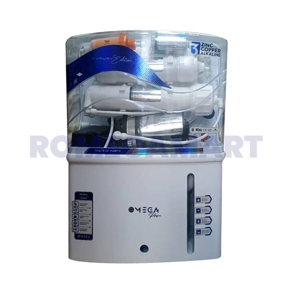 Omega Pro+ White Transparent Water Purifier 12 Liter Storage ABS Plastic Material For Domestic Use - Shree Krishna Associate