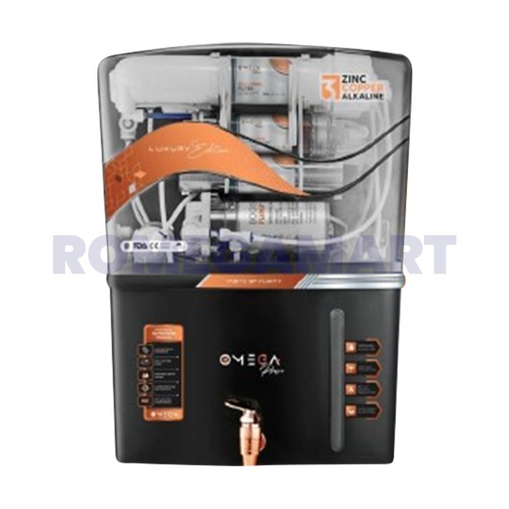 Omega Pro+ Black TPT Cabinet 12 Liter Capacity ABS Plastic For Domestic Use - Wave Ro Aqua Solution