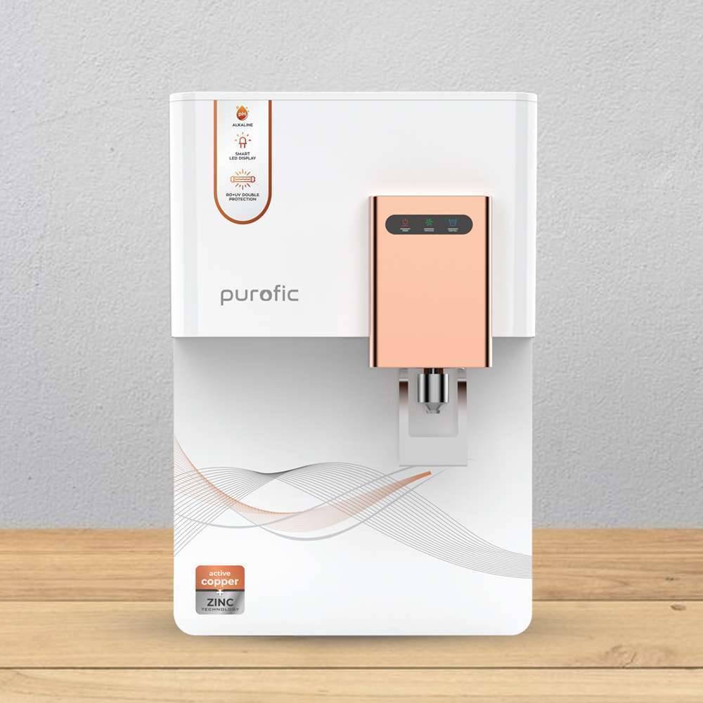 PUROFIC White With Golden RO+UV+COPPER+ALKLINE+TDS Water Purfier 12 Liter Storage For Domestic Use - GTB JI WATER SOLUTIONS