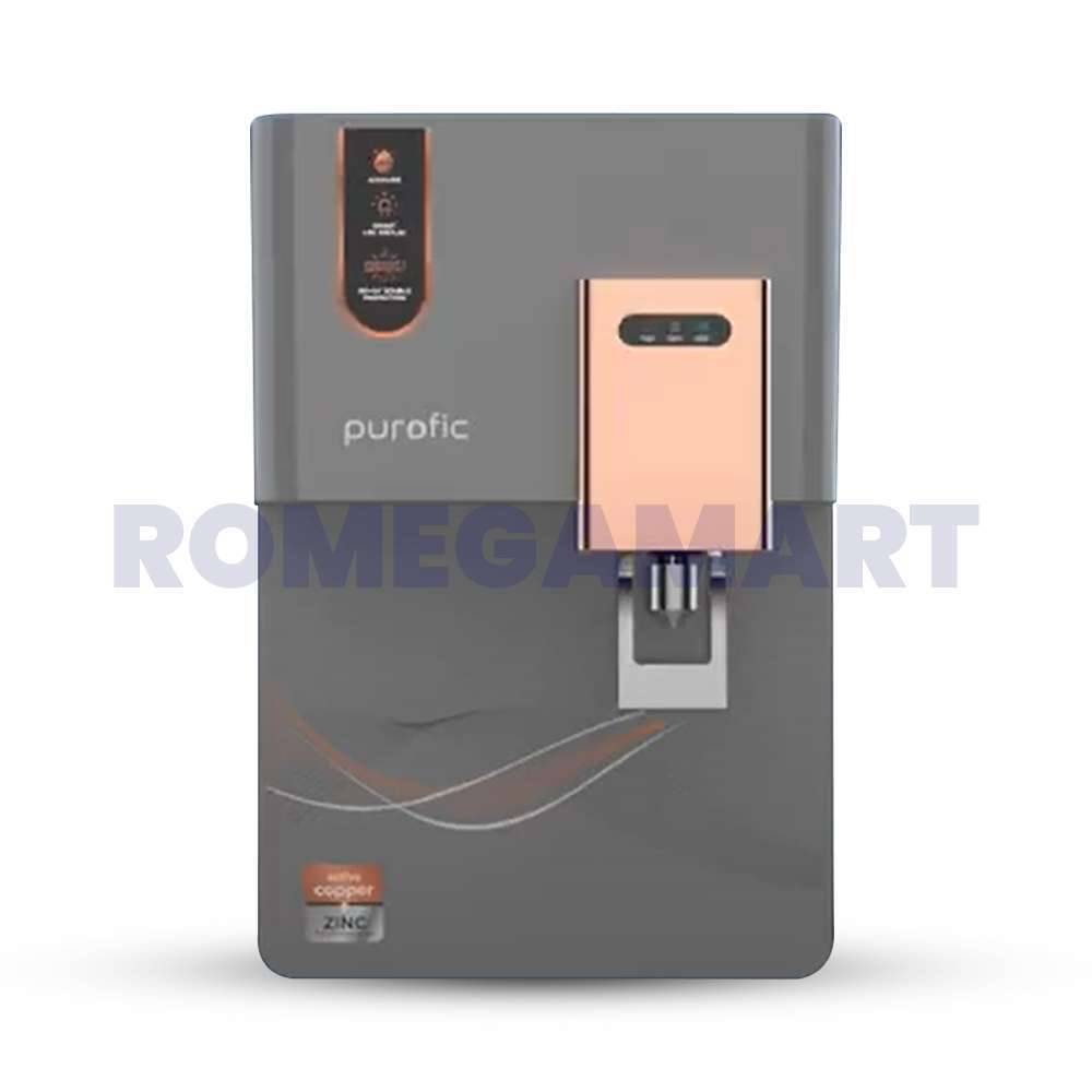 Purofic Zinc+ Copper Table Tab Water Purifier Grey With Copper Color 12 Liter Storage For Domestic Use - Shree Nakoda Sales 