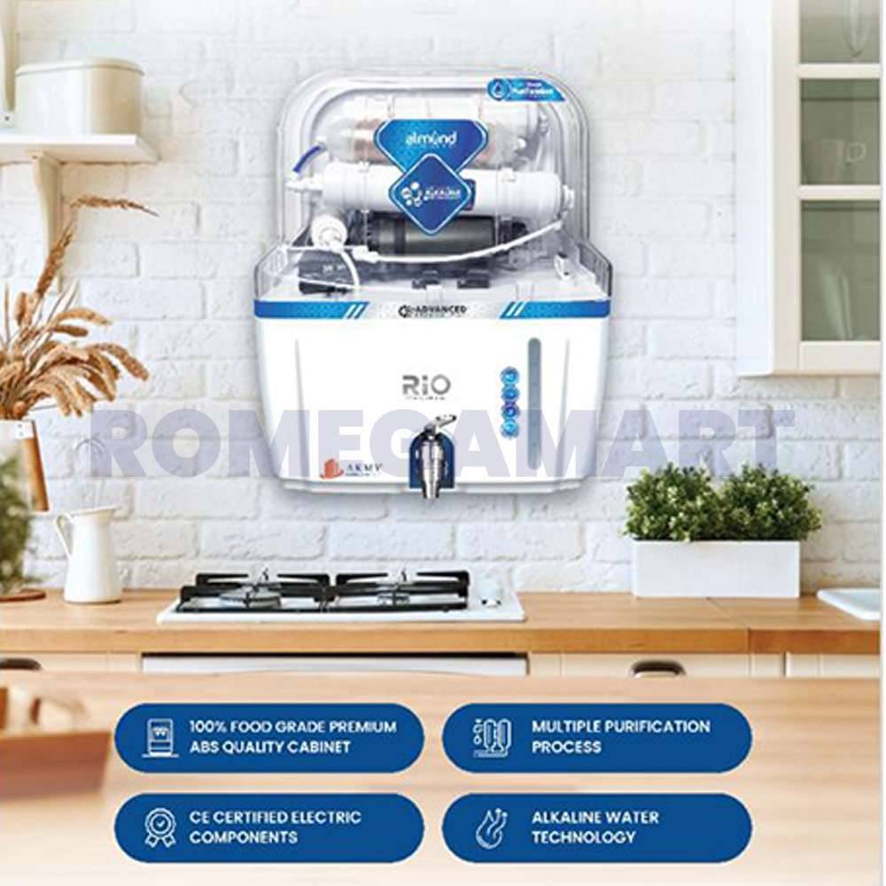 Rio Copper Almond Plush 12 Liter Storage RO+UV+UF+TDS+ALKLINE+COPPER+MINERAL White Transparent Color Domestic RO Water Purifier - JAZZ PURE WATER SOLUTIONS