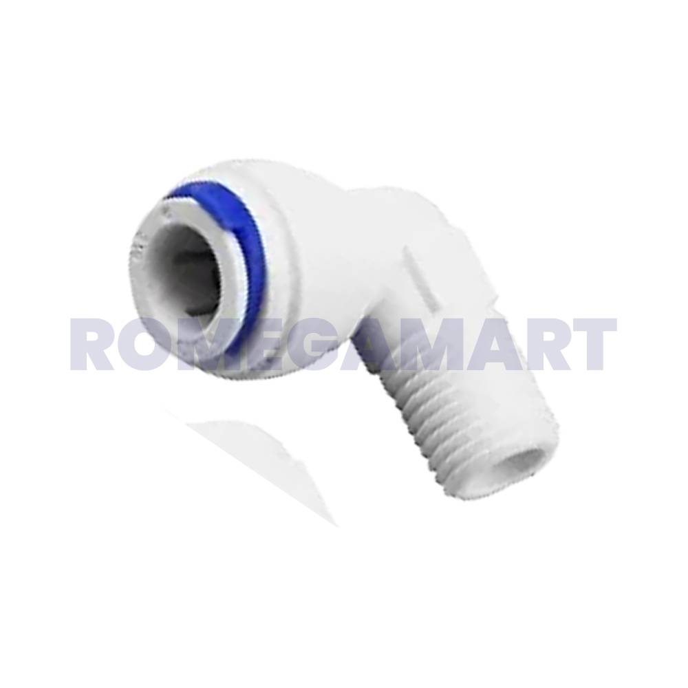 1/4 Inch Elbow Thread Ro Water Purifier Fiting White Color Plastic Material Suitable For Domestic RO - Adroit Aquatech pvt ltd 