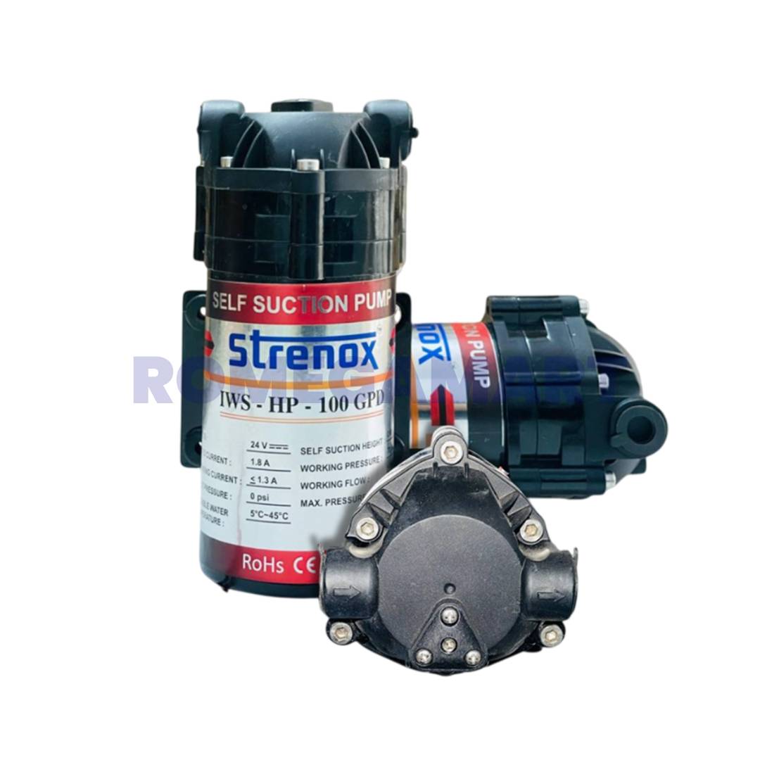 Strenox Booster Pump IWS HP 100 GPD Black Color Metal Material Suitable For Domestic Water Purifier - Infinity Water Solution