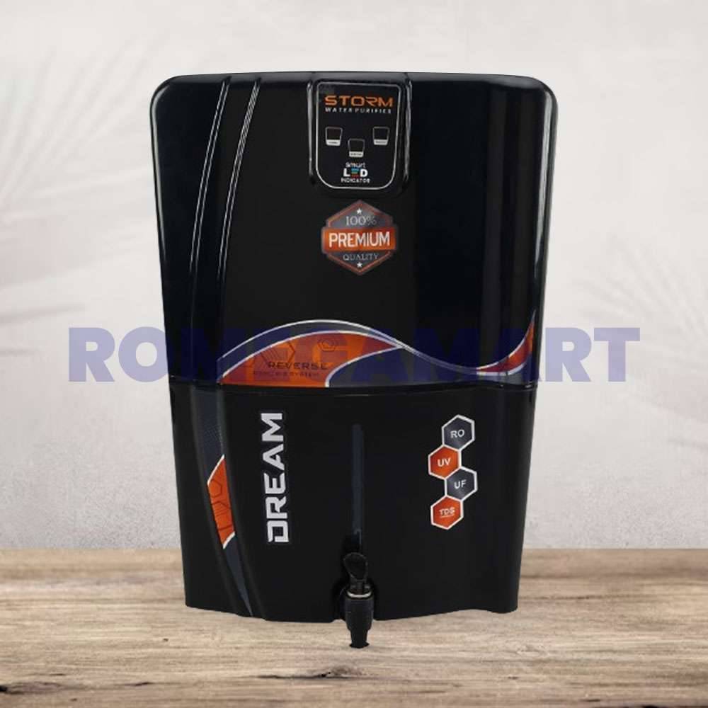 Storm Dream Black RO Water Purifier RO+UV+UF+TDS+ALKLINE+COPPER+MINERAL 12 Liter Storage ABS Plastic For Domestic Use - JAZZ PURE WATER SOLUTIONS