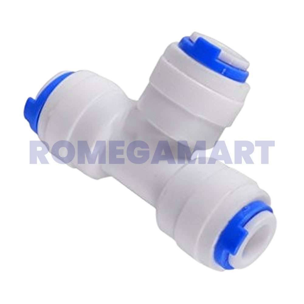 Tee Push Fitting Connector White Color Suitable For Domestic Use - Wave RO Aqua Solution