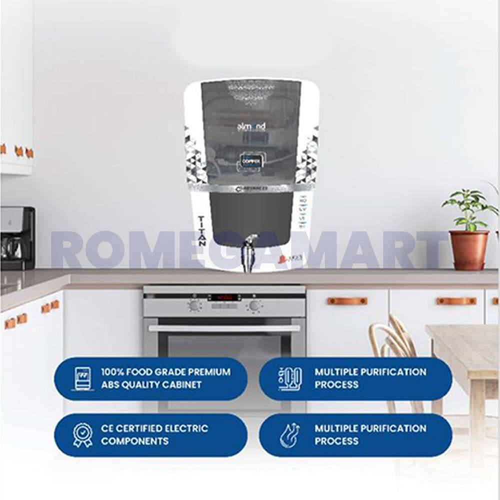 Titan Classic Almond RO+UV+UF+ALKLINE+TDS 12 Liter Storage Domestic Water Purifier ABS Plastic Material - GTB JI WATER SOLUTIONS