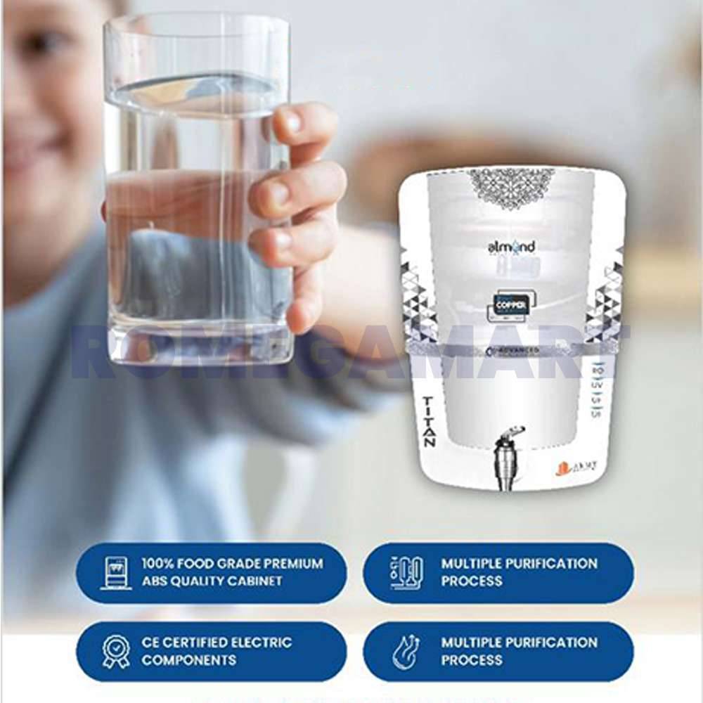 Titan Copper Aqua Almond 12 Liter Storage White With Silver RO+UV+COPPER+ALKLINE+TDS Color Domestic Water Purifier - JAZZ PURE WATER SOLUTIONS