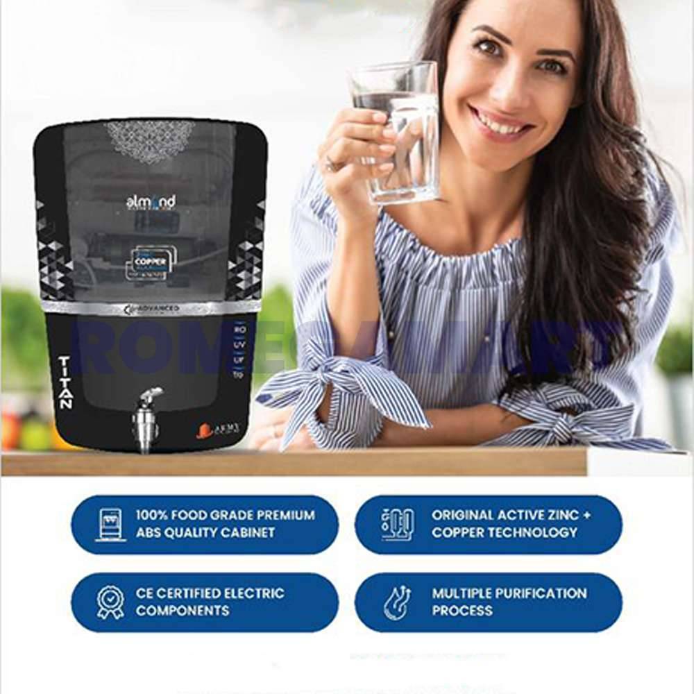 Titan Copper Plush Almond 12 Liter Storage RO+UV+UF Black Color Domestic RO Water Purifier- JAZZ PURE WATER SOLUTIONS