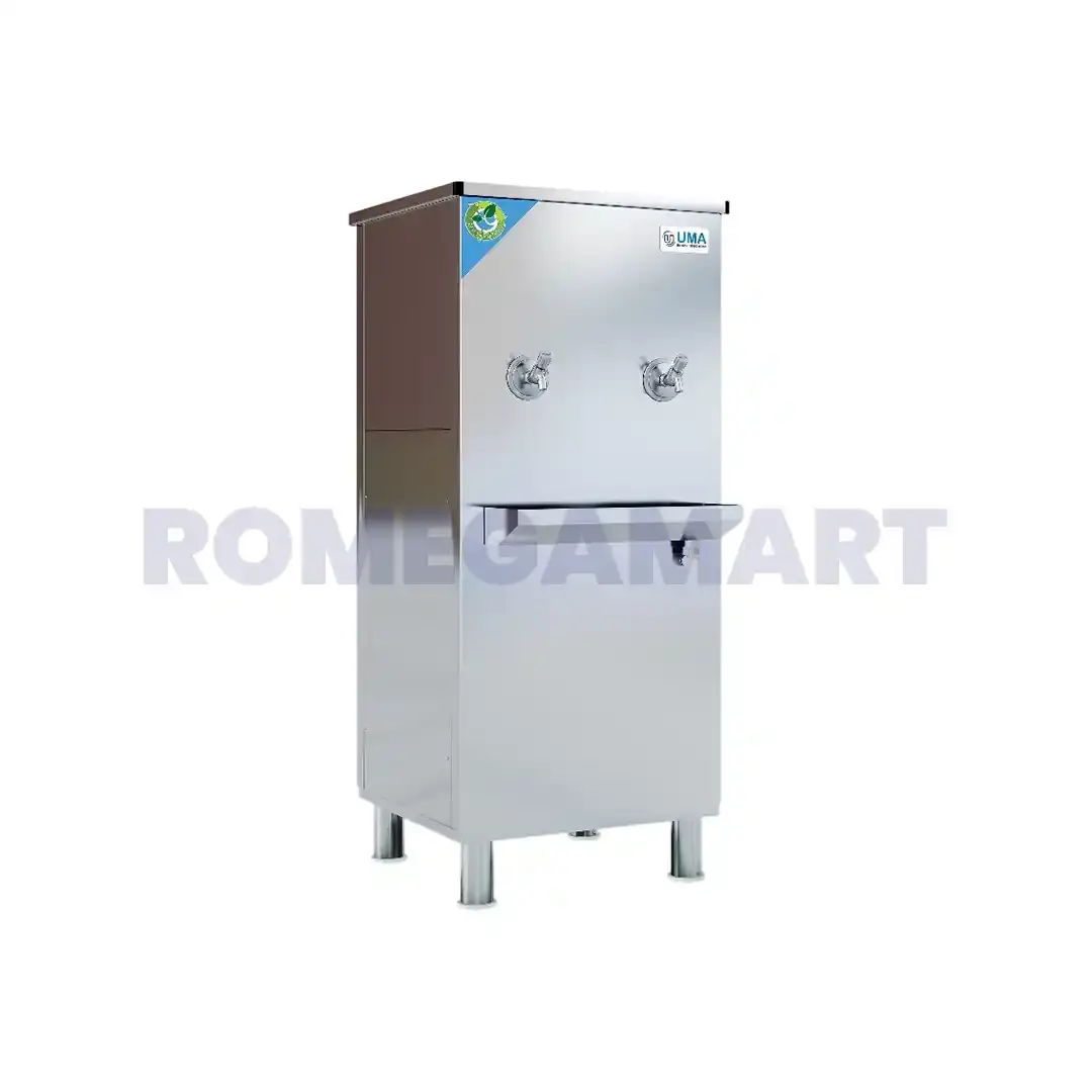 UMA UCNRW-50+30 Liter Normal And Cold 2 Tap Water Cooler With RO Stainless Steel Material Silver Color - UMA Cooling Industries