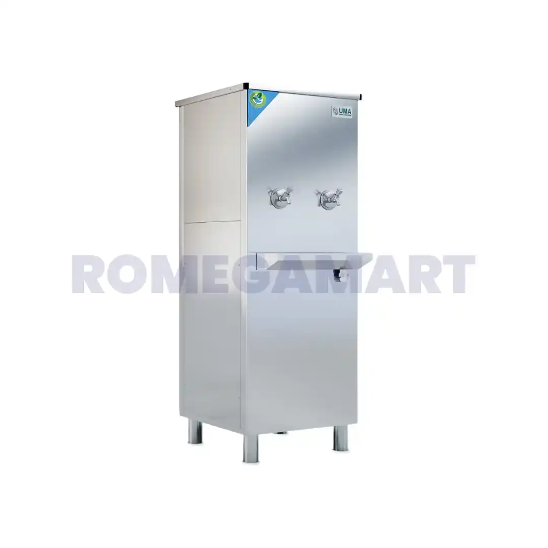 UMA URW-60 Liter Storage Silver Color 2 Tap Water Cooler With Ro Stainless Steel Material - UMA Cooling Industries