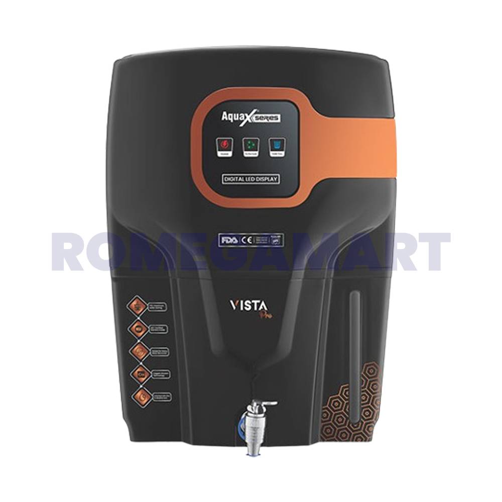 Aquax Vista Pro Black With Copper Water Purifier RO+UV+UF+MINERAL CARTRIDGE+TDS CONTROLER - Super Fine Trading CO
