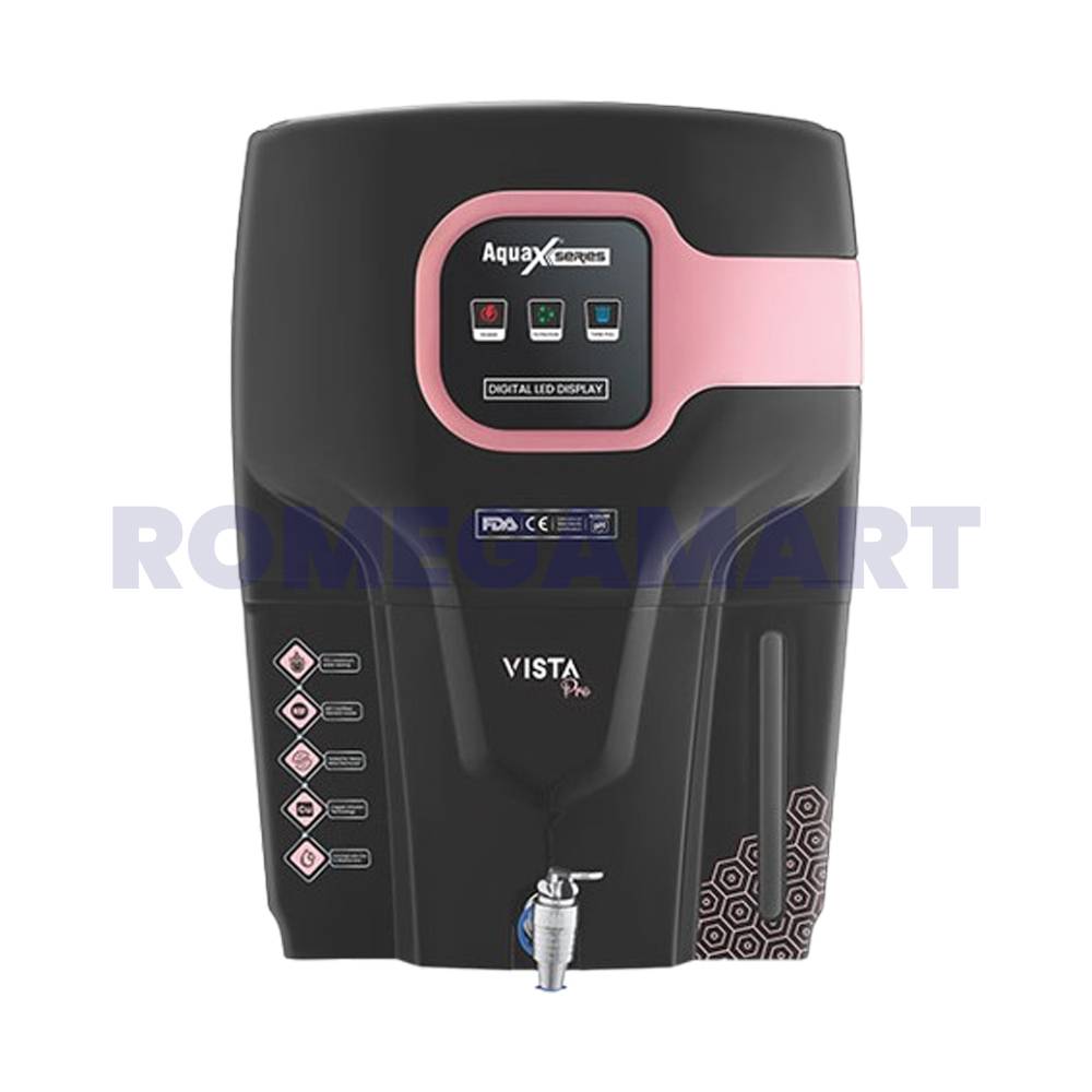 Aquax Vista Pro Black With Pink Water Purifier RO+UV+UF+MINERAL CARTRIDGE+TDS CONTROLER - Super Fine Trading CO