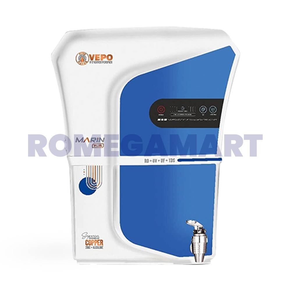 Vepo Marin Plus White With Blue 18 Liter Storage Water Purifier With Zinc+Copper+Alkaline - PRUDENCE MARKETING PRIVATE LIMITED