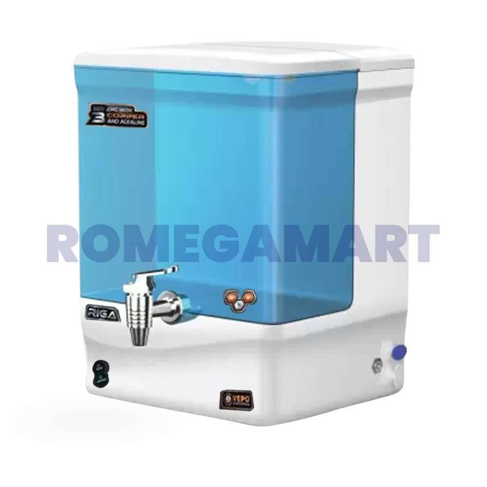 Vepo Riga With Zinc+Alkaline And Copper 12 Liter Storage White Green Color Water Purifier Smart LED Indicator - PRUDENCE MARKETING PRIVATE LIMITEDCKEOOXKTJA