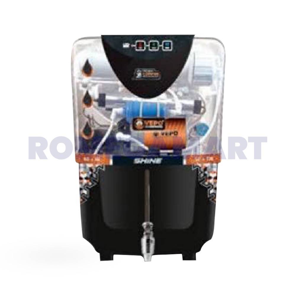 Vepo Shine Zinc+Copper+Alkaline 10 Liter Storage Water Purifier Black With Transparent Body With LED Indicator - PRUDENCE MARKETING PRIVATE LIMITED