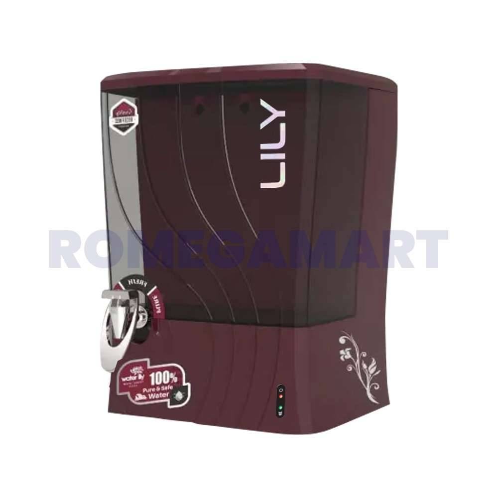 Water Lily RO+Copper  10 Liter Water Purifier Metallic Cheery Color 100% Food Grade Plastic Material - P-Tech Aqua India