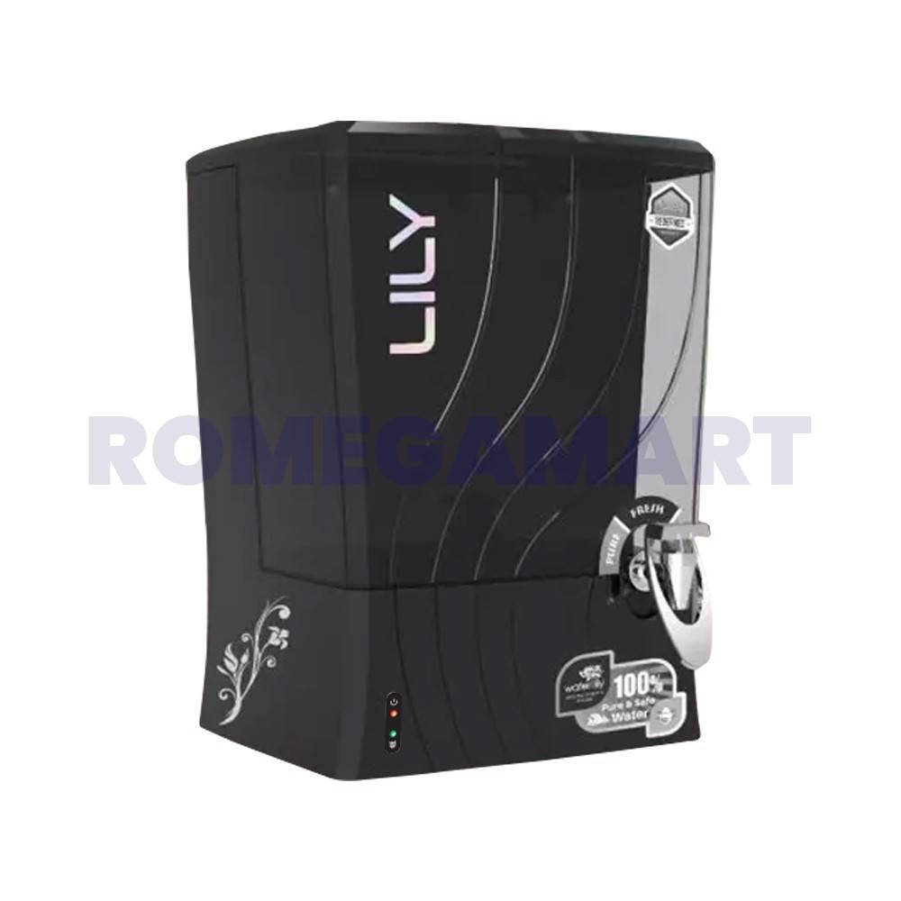 Water Lily 10 Liter RO+Copper Water Purifier Metallic Black Color 100% Food Grade Plastic Material - P-Tech Aqua India