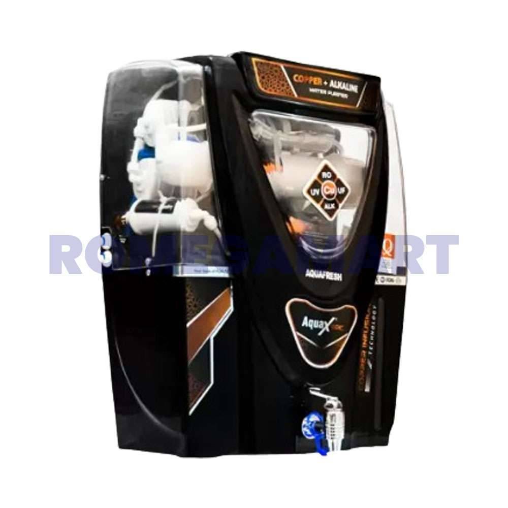 AquaX Epic 12 Liter Storage RO+UV+UF+CU+ALK Black Color Water Purifier - EARTH RO SYSTEM 