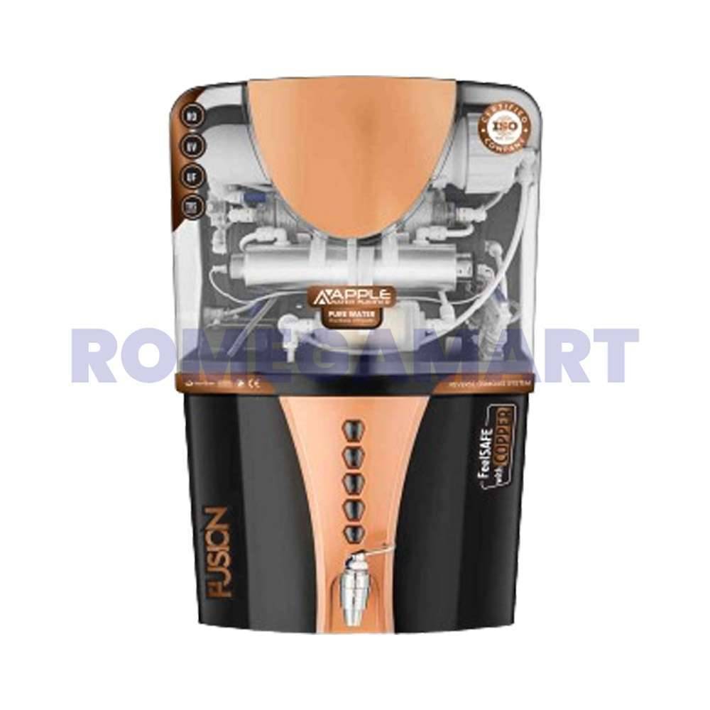 Apple Fusion RO+UV+COPPER+ALKLINE+TDS Water Purifier Black Transparent Copper Color 12 Liter Storage Domestic - GTB JI WATER SOLUTIONS
