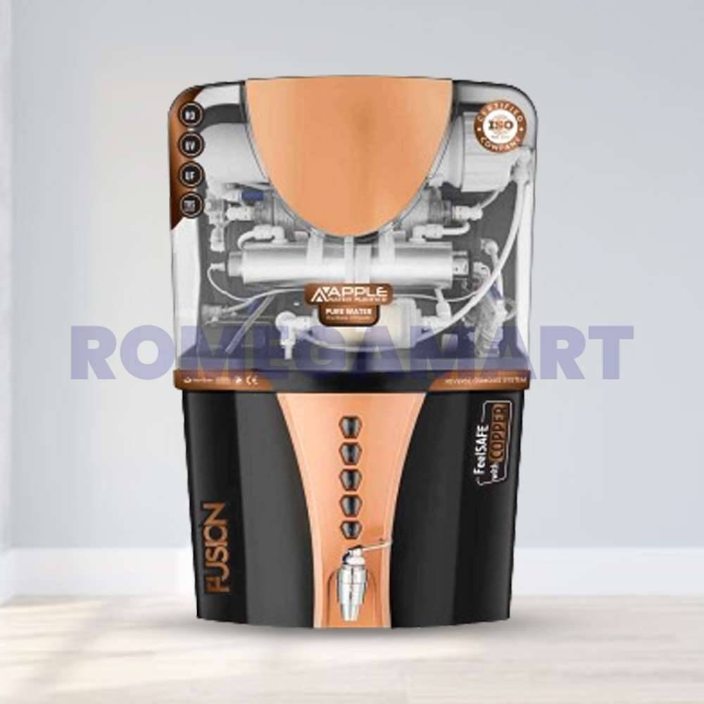 Apple Fusion RO+UV+UF+TDS+ALKLINE+COPPER+MINERAL Water Purifier Black Transparent Copper Color 12 Liter Storage Domestic - GTB JI WATER SOLUTIONS