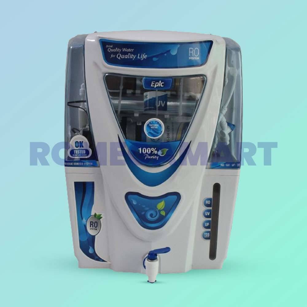 Epic 12 Liter Storage RO+UV+UF+TDS Water Purifier White Transparent Body - EARTH RO SYSTEM