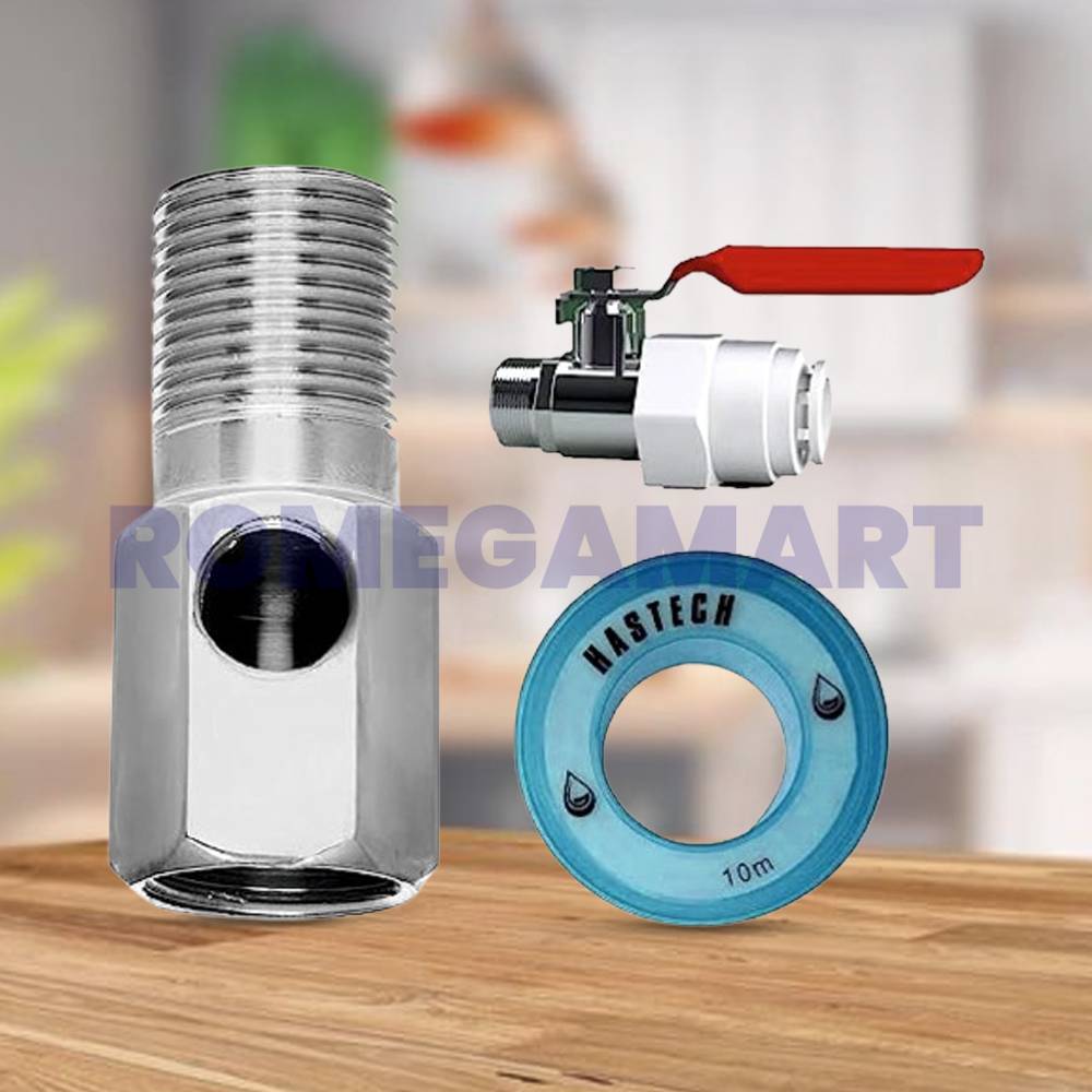 RO Connector UWEK Metal Valve Set 3-8 Inch RO Diverter Valve Set With Teflon Tape - CO ORBITAL INDIA