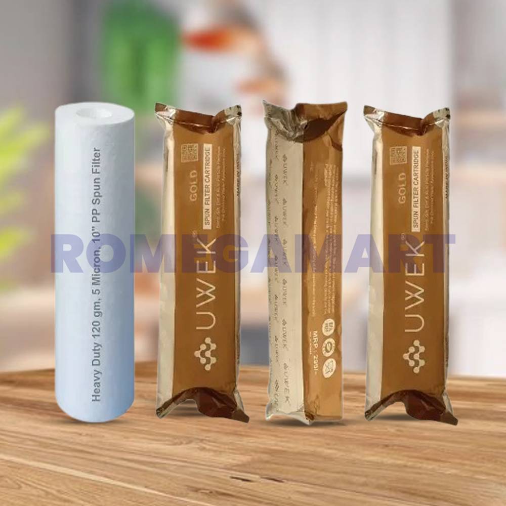 UWEK Gold Spun Filter Cartridge 5 Micron 10 Inch White Color Suitable For Domestic RO Pack of 4 - CO ORBITAL INDIA