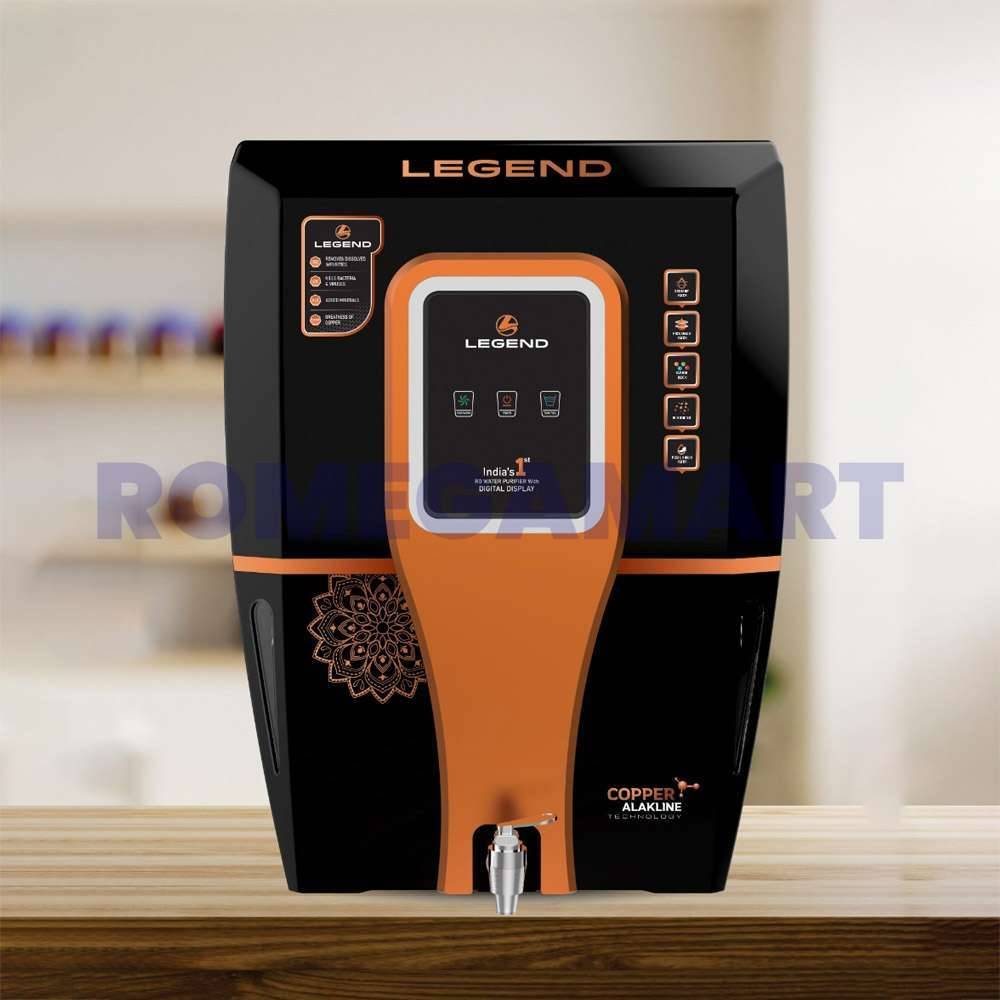 LEGEND 12 Liter Storage Black With Orange Copper Water Purifier With Digital Display 5 Stages - JAZZ PURE WATER SOLUTIONS