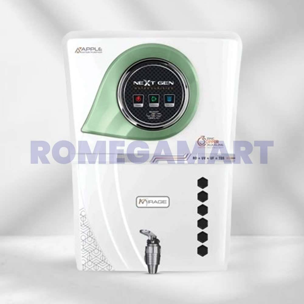 Apple Mirage RO Water Purifier RO+UV+COPPER+ALKLINE+TDS Green 13 Liter Storage Food Grade Plastic Material Suitable For Domestic - JAZZ PURE WATER SOLUTIONS