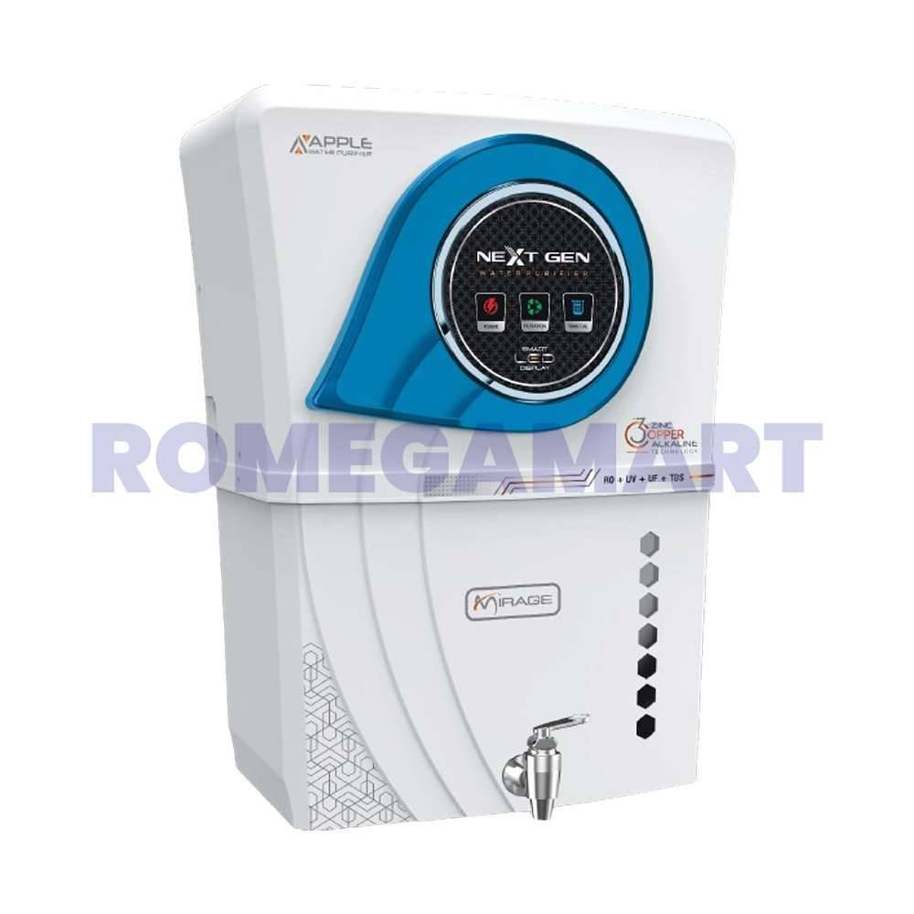 Apple Mirage White RO+UV+UF+ALKLINE+TDS Water Purifier 13 Liter Storage Material Food Grade Plastic Suitable For Domestic - GTB JI WATER SOLUTIONS