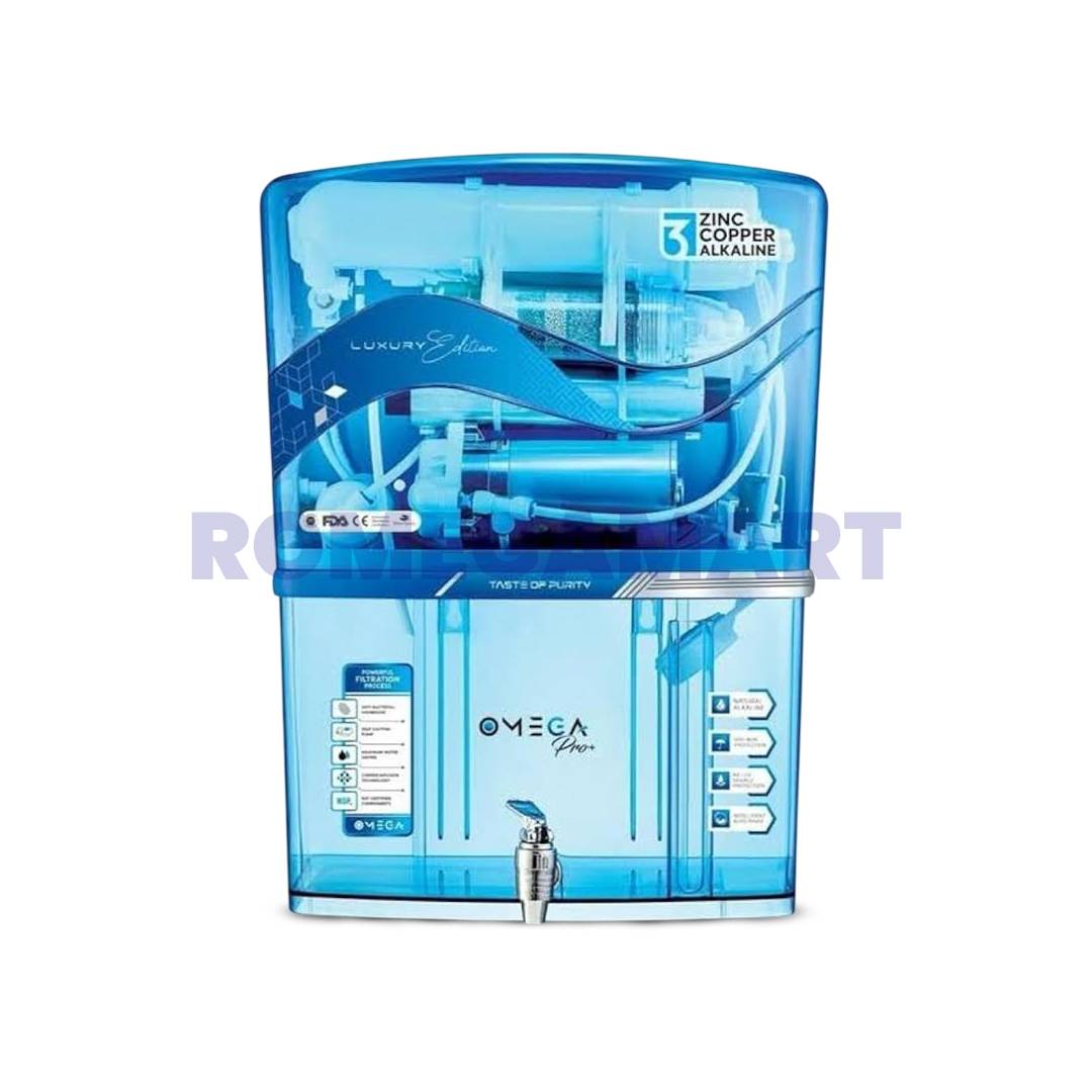 Omega Pro+ Blue Transparent Water Purifier 12 Liter Storage ABS Plastic Material Domestic Use - Chandausi RO & Care Centre