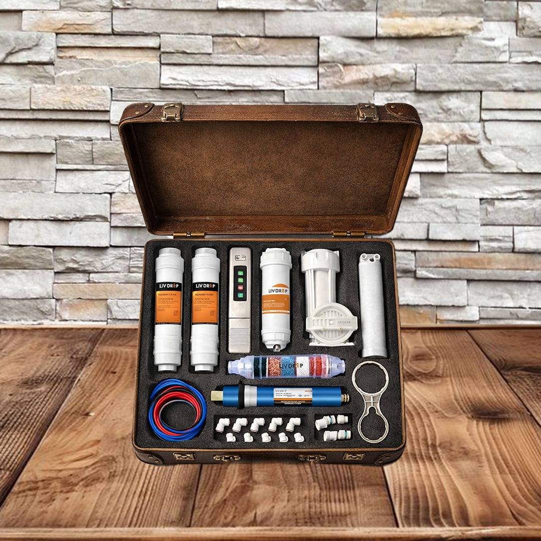 LIV DROP 100 GPD High TDS Ro Membrane Spare Maintenance Complete Service Kit for All Type of RO Water Purifier Complete RO Service Kit - Liv Drop RO System India